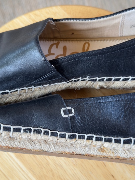 Sam‎ Edelman Black Leather Espadrille Slip-On Loafers main image 8